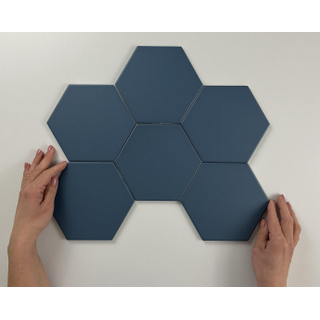 Cifre Ceramica Hexagon Timeless Carrelage mural en sol hexagonal Marine mat 15x17cm Vintage bleu mat