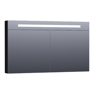 Saniclass Double Face Spiegelkast - 120x70x15cm - verlichting - geintegreerd - 2 links- rechtsdraaiende spiegeldeur - MDF - mat zwart