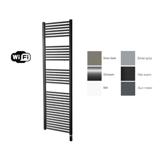 Sanicare electrische design radiator 172 x 60 cm. mat zwart met WiFi thermostaat zwart