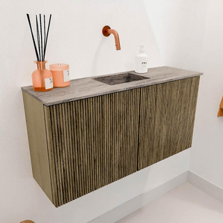 Mondiaz JOYA-DLUX Meuble de salle de bains 80cm - couleur Dusk - Vasque FAYE position Milieu Sans trou de robinet couleur Oza