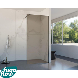 FugaFlow Eccelente Vetro inloopdouche badkamer - 110x200cm - rookglas - wandarm - gunmetal