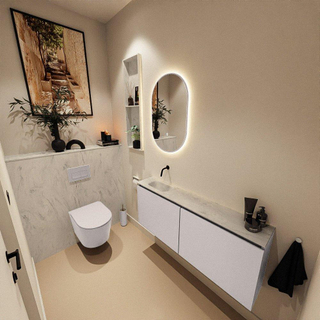 MONDIAZ TURE-DLUX Meuble toilette - 120cm - Cale - EDEN - vasque Opalo - position gauche - sans trou de robinet