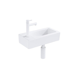 FugaFlow Eccelente Pietra fonteinset - 36x18.5x9cm - 1 kraangat - solid surface - fonteinkraan wit mat - mat wit