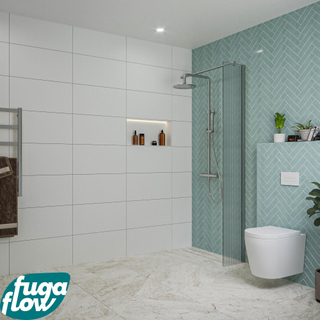FugaFlow Eccelente Vetro inloopdouche badkamer - 30x200cm - ribbelglas - wandarm - chroom