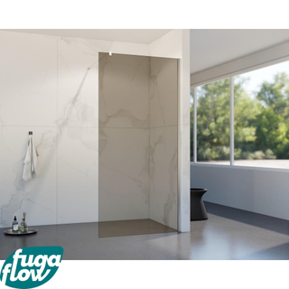 FugaFlow Eccelente Vetro inloopdouche badkamer - 30x200cm - rookglas - wandarm - geborsteld RVS