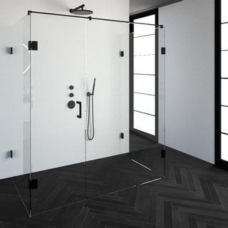 Saniclass Create Cabine de douche XL 180x100cm sans profilé avec verre de sécurité anticalcaire 8mm noir mat