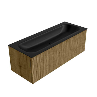 Mondiaz KURVE Badkamermeubelset - 120x46x40cm - 1 lade - wastafel solid surface - midden - 2 kraangaten - Dusk