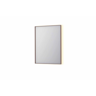 INK SP32 spiegel - 60x4x80cm rechthoek in stalen kader incl indir LED - verwarming - color changing - dimbaar en schakelaar - geborsteld koper