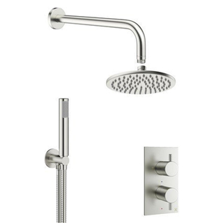 Crosswater MPRO Set de douche à encastrer 2 voies douche pluie 20cm avec robinet encastrable, bras mural et douchette chrome