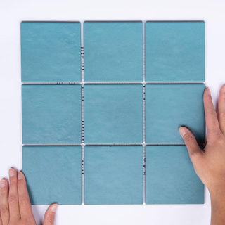 The mosaic factory kasba carreau de mosaïque 9,7x9,7x0,65cm carreaux de sol et de mur pour intérieur et extérieur carré porcelaine mat bleu océan
