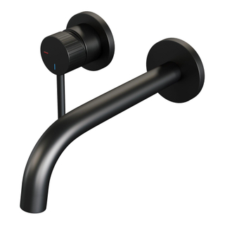 BRAUER Stripe Mitigeur lavabo encastré - bec courbé et rosaces modèle A2 - noir mat