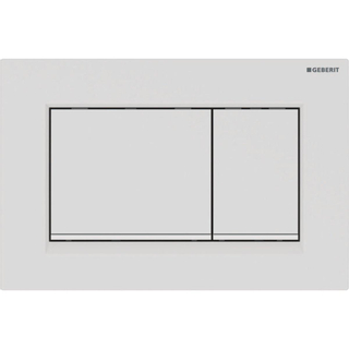 Geberit Sigma30 bedieningplaat, 2-toets spoeling frontbediening voor toilet 24.6x16.4cm wit mat met witte strook