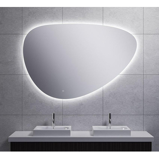 Wiesbaden Uovo Miroir 140cm asymétrique avec chauffe miroir et éclairage LED autour à intensité réglable