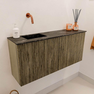 Mondiaz JOYA-DLUX 90cm toiletmeubel - kleur Dusk - Wastafel FAYE positie Links Zonder kraangat kleur Lava.