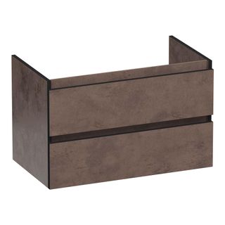 BRAUER solutionplus meuble sous-vasque 80x46x50cm 2 tiroirs sans poignée à fermeture douce et 1 niche d'aspiration mfc rusty