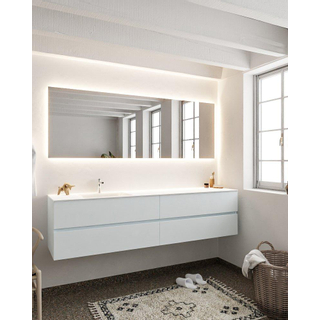 Mondiaz VICA Ensemble de meuble de salle de bain - 200cm - meuble sous-vasque argile - 4 tiroirs - lavabo nuage gauche - 1 trou de robinet - version XL 60cm haut