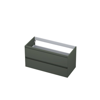 INK Wastafelonderkast - 100x45x52cm - 2 lades - greeploos - 45 graden afwerking rondom - MDF lak Mat beton groen