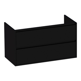 BRAUER New Future Meuble sous lavabo - 100x46x55cm - 2 tiroirs sans poignée softclose - 1 découpe pour le siphon - MDF - brillant noir