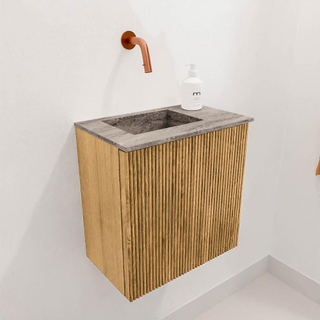 Mondiaz JOYA-DLUX Meuble de toilette 40cm - couleur Oak - Vasque FAYE position Gauche Sans trou de robinet couleur Oza.