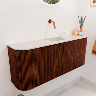 Mondiaz JOYA-DLUX 103.2cm toiletmeubel - ronding links en rechts kleur Ruby - Wastafel FAYE positie Midden Zonder kraangat kleur Meli.