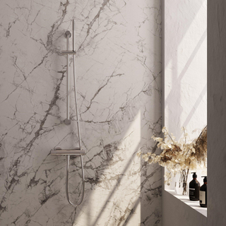 BRAUER Stripe Opbouw Douche Thermostaatkraan - SET 01 - glijstang - staaf handdouche - doucheslang - chroom