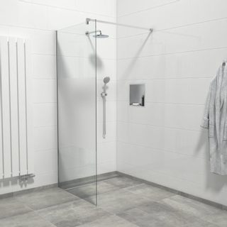 Van Marcke Douche à l'italienne 90x200cm verre de sécurité bande satinée anti-calcaire chrome