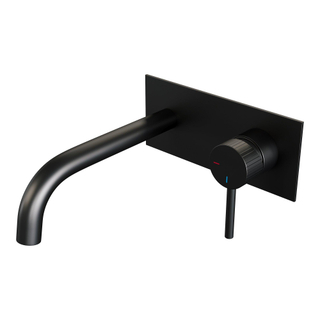 BRAUER Stripe Mitigeur lavabo encastré - bec courbé et plaque de recouvrement - modèle A1 - noir mat