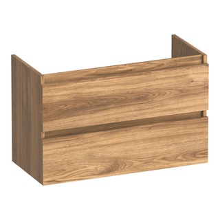BRAUER Joy wastafelonderkast ondiep - 80x39x50cm - 2 softclose lades - greeploos - 1 sifon uitsparing - Honey