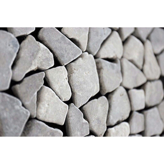 Kerabo Carreau de sol et de mur éclats de marbre gris clair tambourinés mixte aspect pierre naturelle gris par pièce