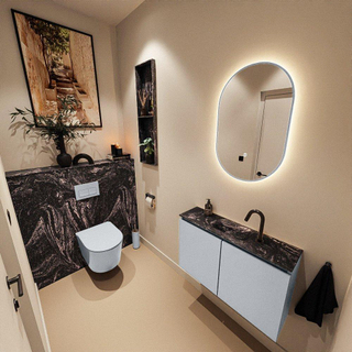 MONDIAZ TURE-DLUX Meuble toilette - 80cm - Clay - EDEN - vasque Lava - position centrale - 1 trou de robinet
