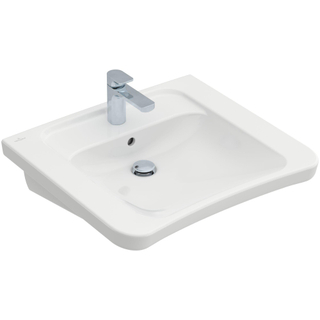 Villeroy & boch vicare lavabo 65x55x19cm rectangle 1 trou pour robinet avec trou de trop-plein céramique blanche alpin gloss