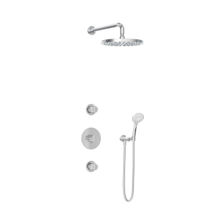 Hotbath Buddy IBS1 Regendoucheset - 2 stopkranen - 35cm wandarm - 30cm ronde hoofddouche - 3 standen handdouche - chroom