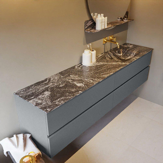 Mondiaz VICA-DLUX ensemble de meuble de salle de bain - 200cm - meuble sous-vasque plata - 4 tiroirs - lavabo encastrée cloud droite - sans trous de robinet - version haute de 60cm - lave