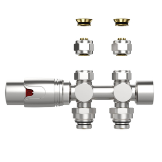 Belrad Radiatorkraan - 19.8x4.3 - thermostatisch - muur- en vloeraansluting - 1/2MX16/2 M30 - geborsteld rvs