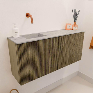 Mondiaz JOYA-DLUX 90cm toiletmeubel - kleur Dusk - Wastafel FAYE positie Links Zonder kraangat kleur Glace.