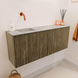 Mondiaz JOYA-DLUX 100cm toiletmeubel - kleur Dusk - Wastafel FAYE positie Links Zonder kraangat kleur Glace.