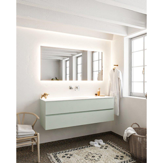 Mondiaz VICA ensemble de meuble de salle de bain - 150cm - meuble sous-vasque gris - 2 tiroirs - lavabo lune milieu - sans trou de robinet - miroir LED - version XL 60cm de haut