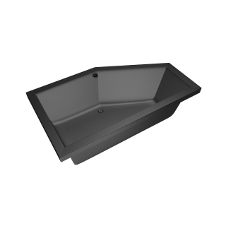 Xenz Society 160 ligbad - 160x90cm - met overloop - zonder afvoer - Hoekopstelling rechts - Acryl - Ebony mat
