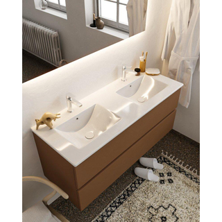 MONDIAZ VICA Ensemble de meuble salle de bain - 120cm - 2 tiroirs - lavabo Denia double 2 trous de robinet - céramique - rustique