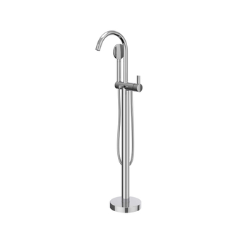 IVY Pact Robinet de baignoire sur pied - bec rotatif - 150cm - flexible de douche - douchette satin mist - Chrome