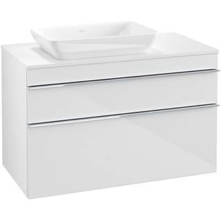 Villeroy & Boch Venticello Meuble sous lavabo 95.7x50.2x60.6cm avec 2 tiroirs pour lavabo à poser gauche blanc brillant