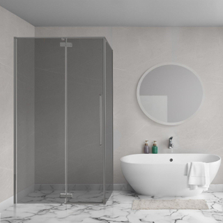 Aqua Vista Oria Cuadra Paroi latérale - 100x200cm - avec kit de montage - pour cabine de douche - verre fumé - gunmetal