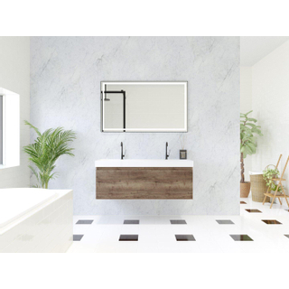 HR Matrix ensemble de meubles de salle de bain 3d 120cm 1 tiroir sans poignée avec bandeau de poignée couleur charleston avec lavabo juste 2 trous de robinetterie blanc
