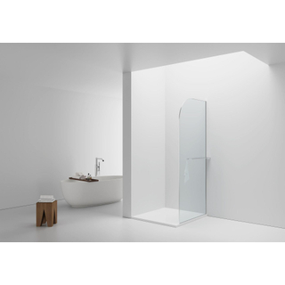 Aloni paroi de douche - 100x200cm - coins arrondis - verre de sécurité - 6mm - porte-serviettes - chrome