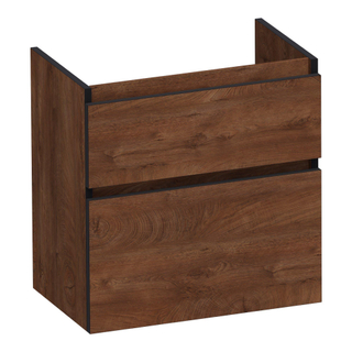 BRAUER Delight Edge wastafelonderkast ondiep 60 2 softclose lades - greeploos - 1 sifon uitsparing - Forest Cacao