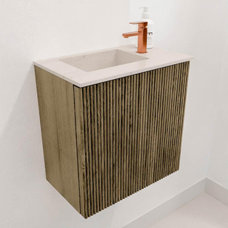 Mondiaz JOYA-DLUX 40cm toiletmeubel - kleur Dusk - Wastafel FAYE positie Links 1 kraangat kleur Meli.