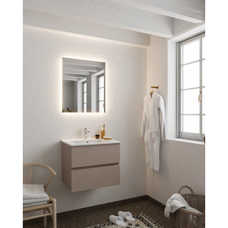 Mondiaz VICA ensemble de meuble de salle de bain - 60cm - meuble sous-vasque fumée - 2 tiroirs - lavabo denia milieu - 1 trou de robinet - version XL 60cm haut