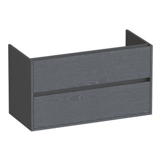 BRAUER Adore wastafelonderkast - 100x46x55cm - 2 softclose lades - greeploos - 1 sifon uitsparing - Timber Grey