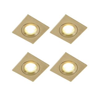 QAZQA Xena inbouwspot - set van 4 - 8x8cm - IP44 - vierkant - goud