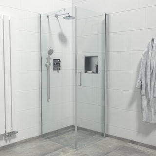 FugaFlow Efficiente Vetro Douchecabine - 1 draaideur - Zijwand - 90x90x200cm - 6mm veiligheidsglas - anti kalk - chroom